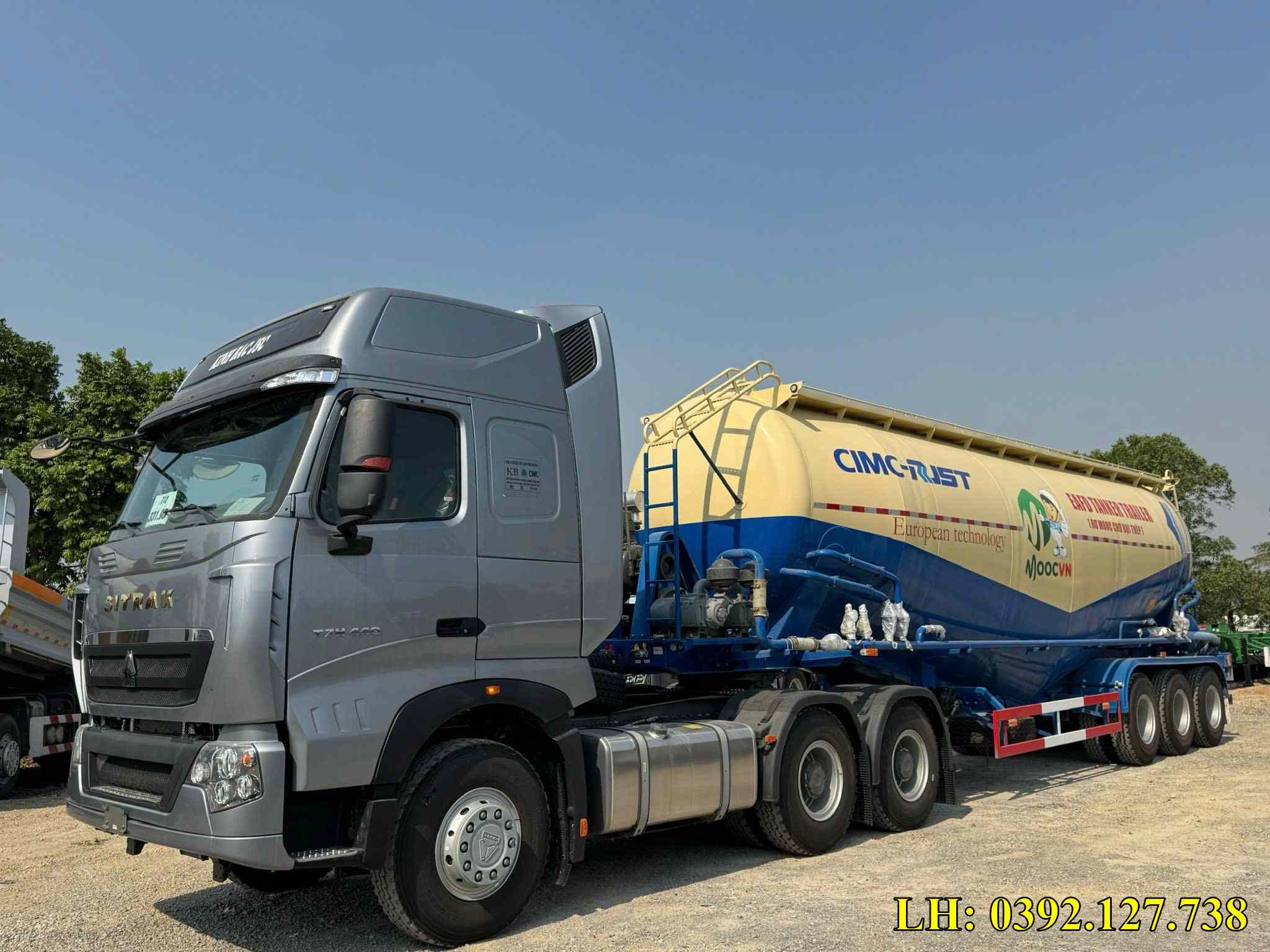 đầu kéo howo gắn moóc bồn chở xi măng xá